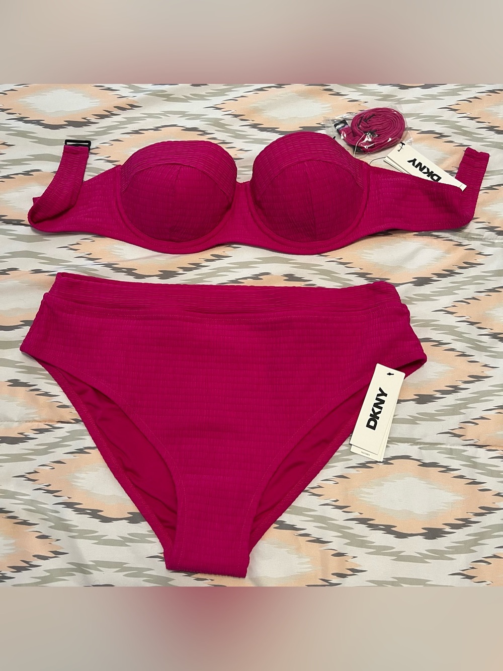 DKNY Magenta Ribbed Underwire Bikini Set